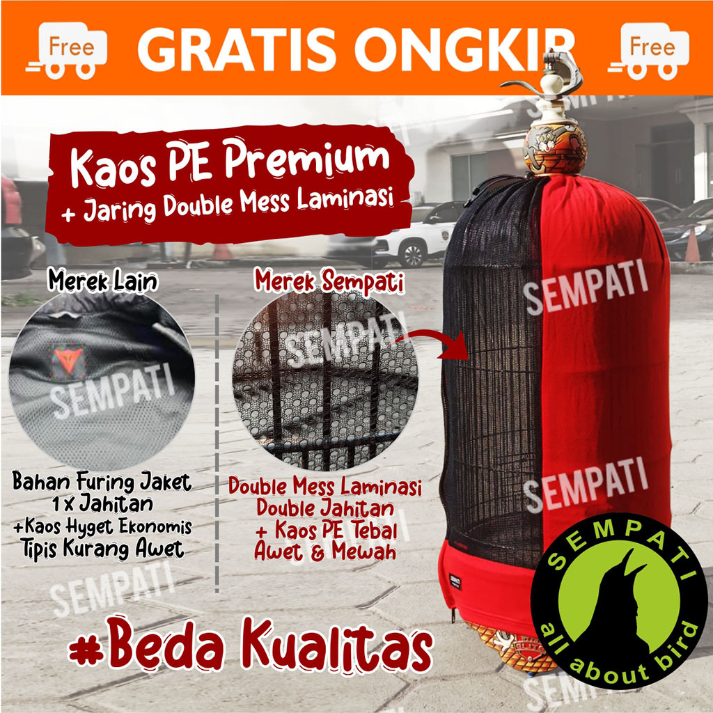 SEMPATI KRODONG LOVEBIRD KAOS PE PREMIUM SEMI TRANSPARAN SEMPATI KERODONG KRODONG SANGKAR KANDANG BU