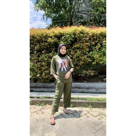 Setelan Wanita Kekinian Dianty Set Bahan Crinkle Airflow Aplikasi Sablon Size M L XL XXL One set Dai
