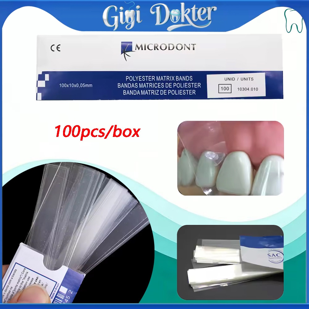 Gigi Dokter 100 Lembar / Box Pita Matriks Poliester Gigi / Bahan Matriks Gigi Tanpa Penjepit Matriks