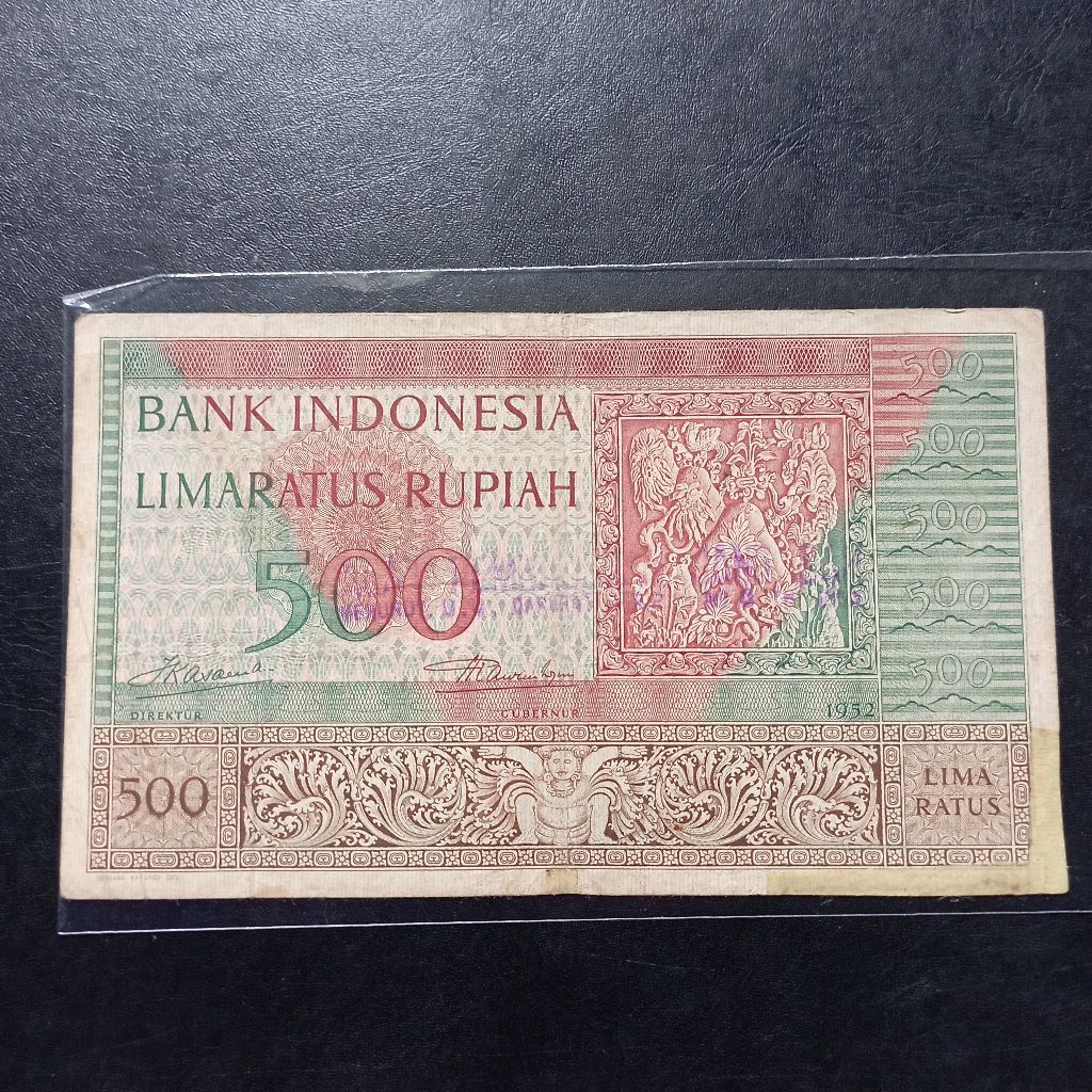 uang kertas 500 rupiah budaya tahun 1952 bekas asli jelek