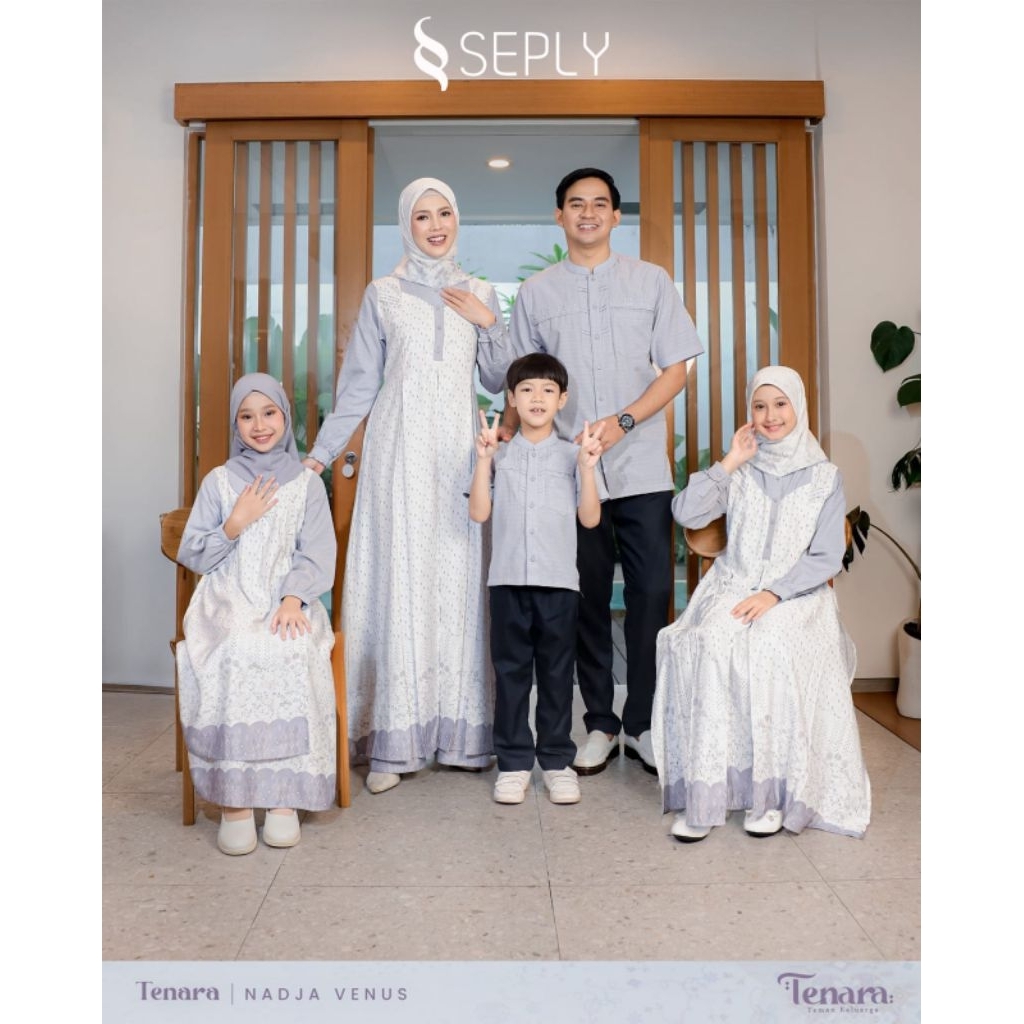 Sarimbit Seply 2026 Tenara Nadja Venus Couple Keluarga Baju Lebaran Pasangan Dress Syari Gamis Dewas