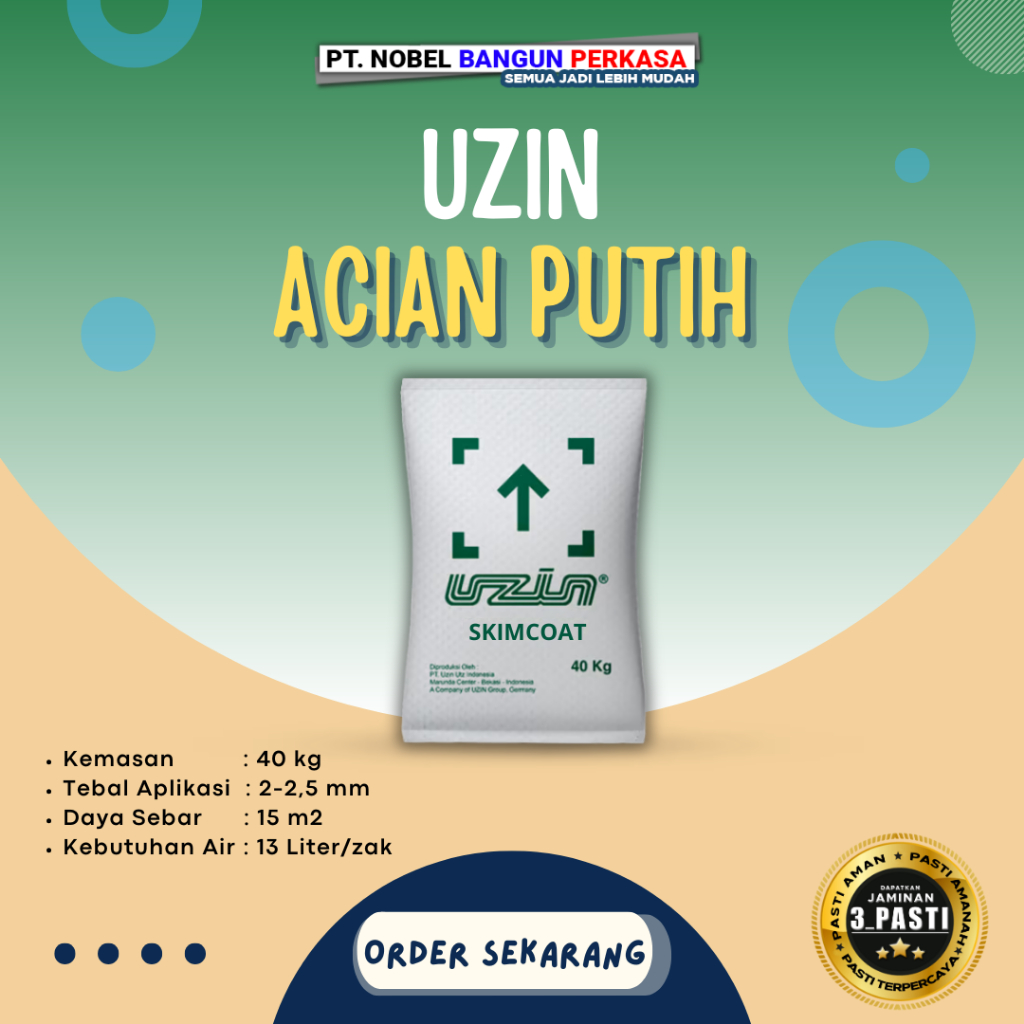 Semen Mortar Uzin Acian Putih 40kg "Uzin Skimcoat"