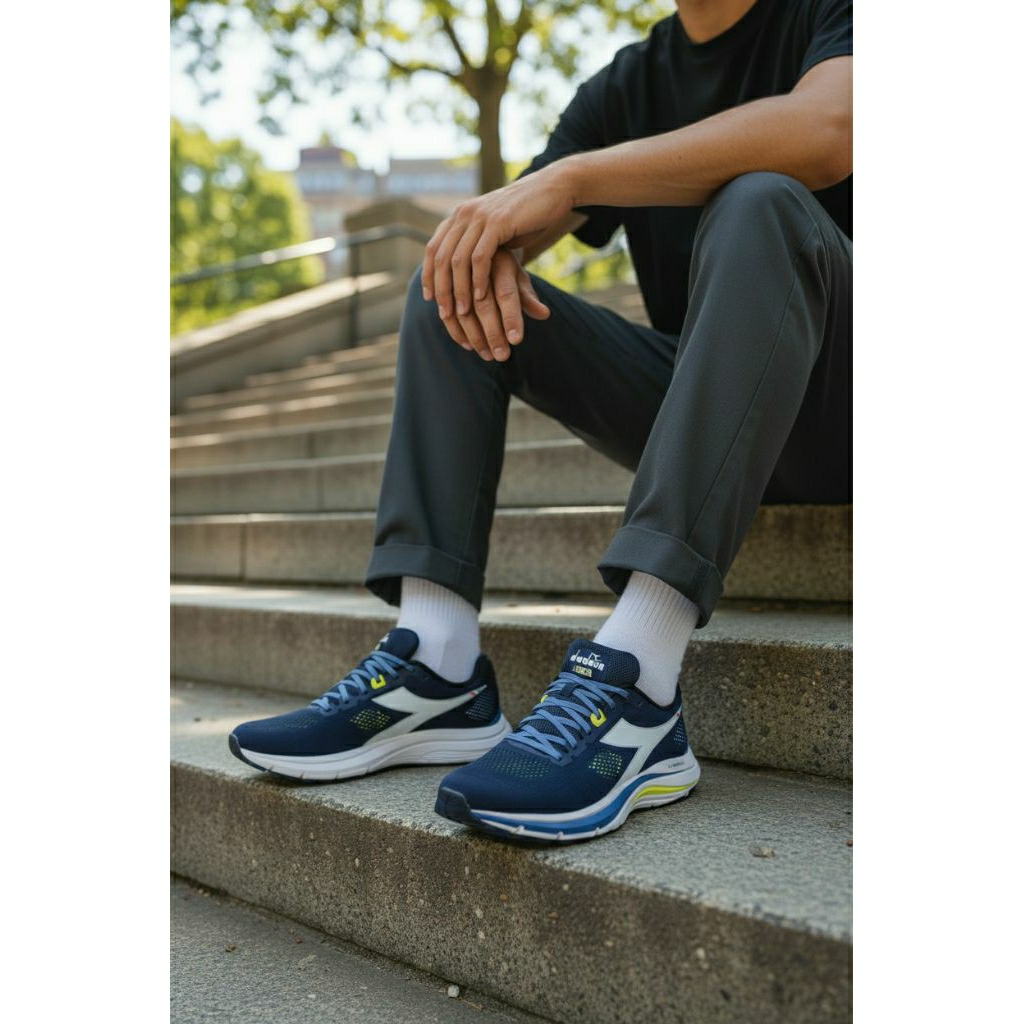 Promosepatu diadora pria-mythos blushield blushield 7-Black iris/white/neon yellow-sepatu diadora or