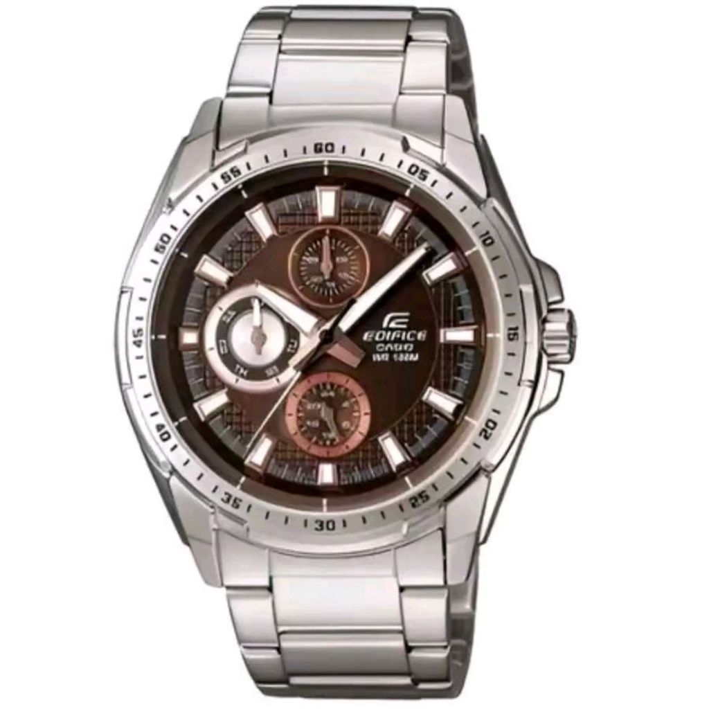 EF 336D Casio Jam Tangan Pria Chronograph Silver