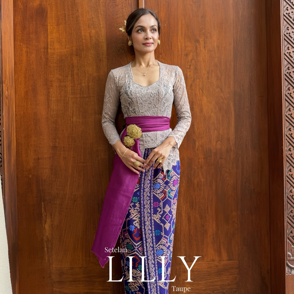 SETELAN KEBAYA BALI BROKAT LILLY LENGAN PANJANG | KEBAYA WISUDA | KEBAYA BALI | KEBAYA BROKAT STRETC