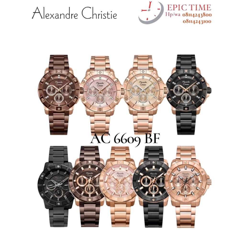 Jam Tangan Wanita Alexandre Christie 6609 AC6609 AC 6609 Tali Besi / Stainless steel