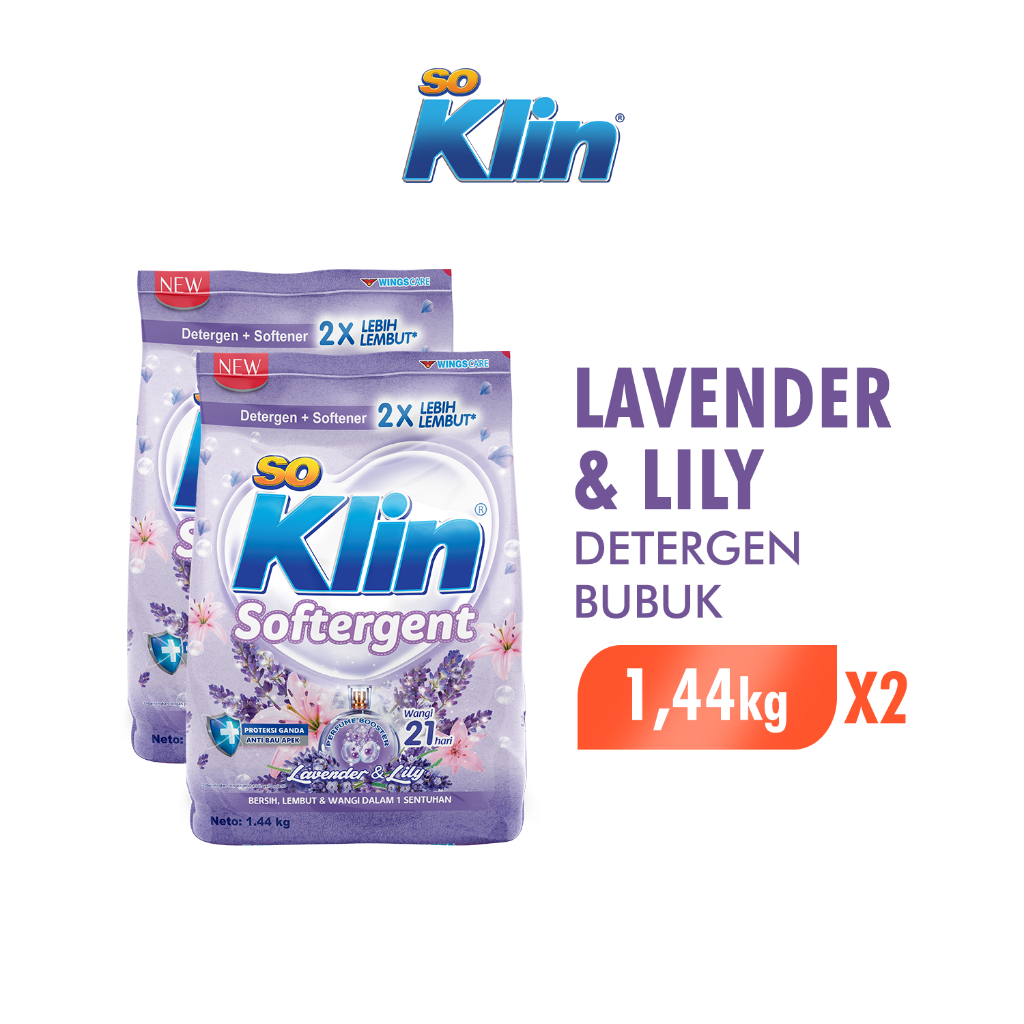 Soklin Deterjen Bubuk Softergent Lavender & Lily 1,44 kg x2
