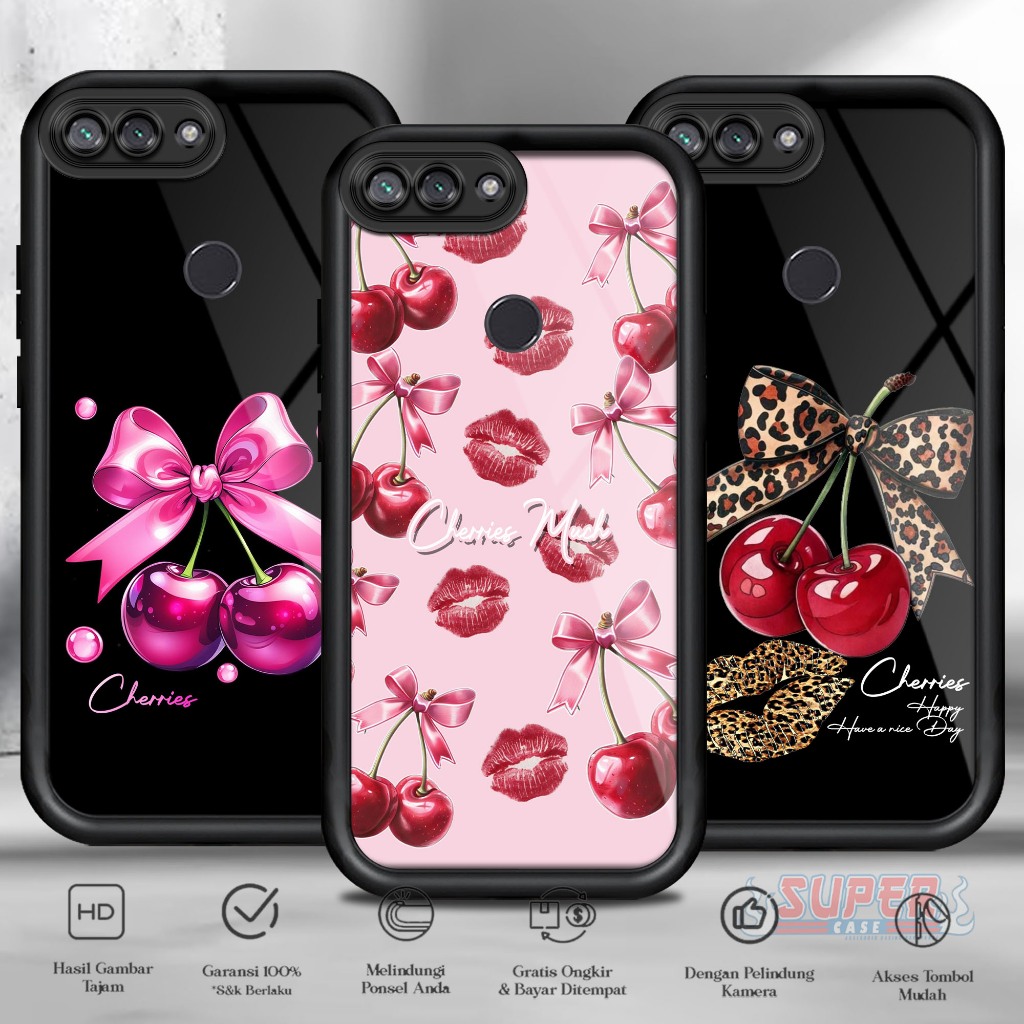Case For XIAOMI 8 LITE CHERRY Softcase Glossy Casing Handphone Silicon Glass