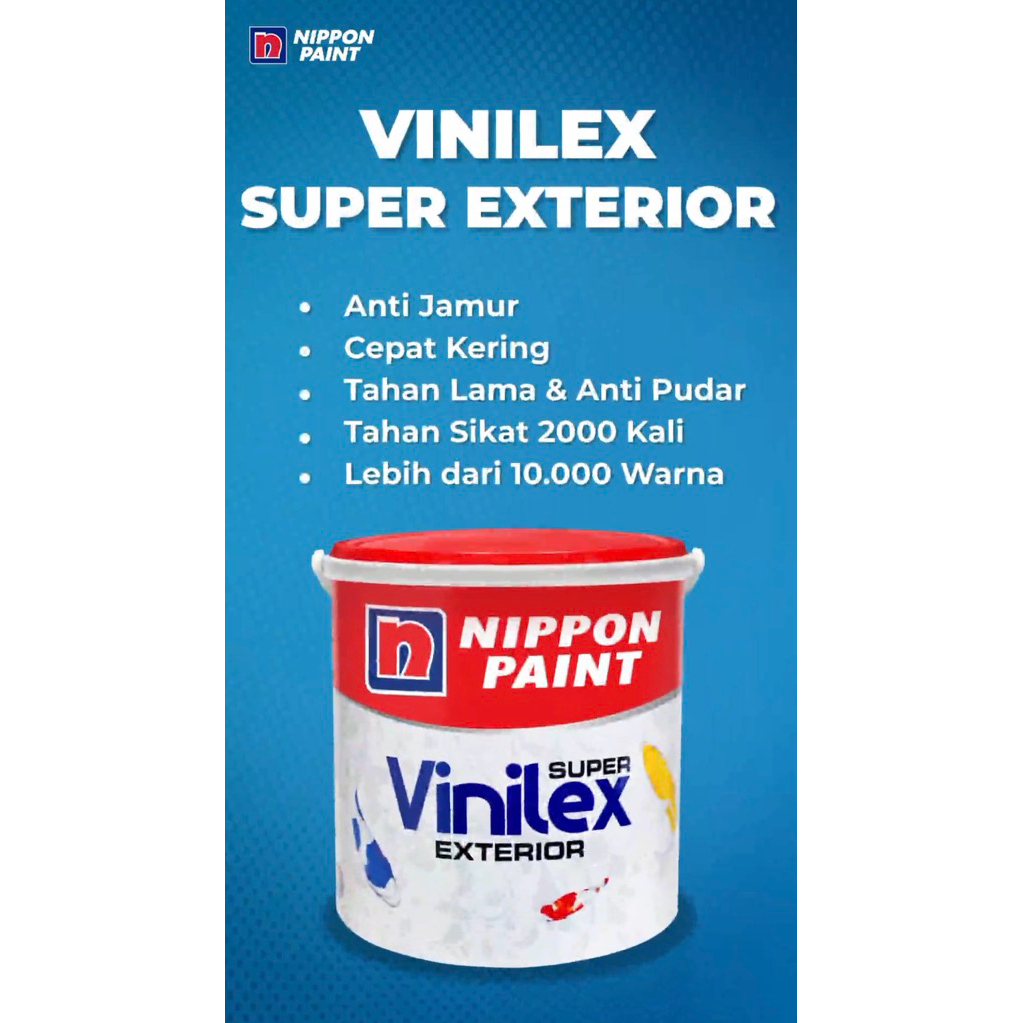 Cat Tembok Exterior Nippon Paint Vinilex Super Exterior Cat Dinding kualitas medium terbaik