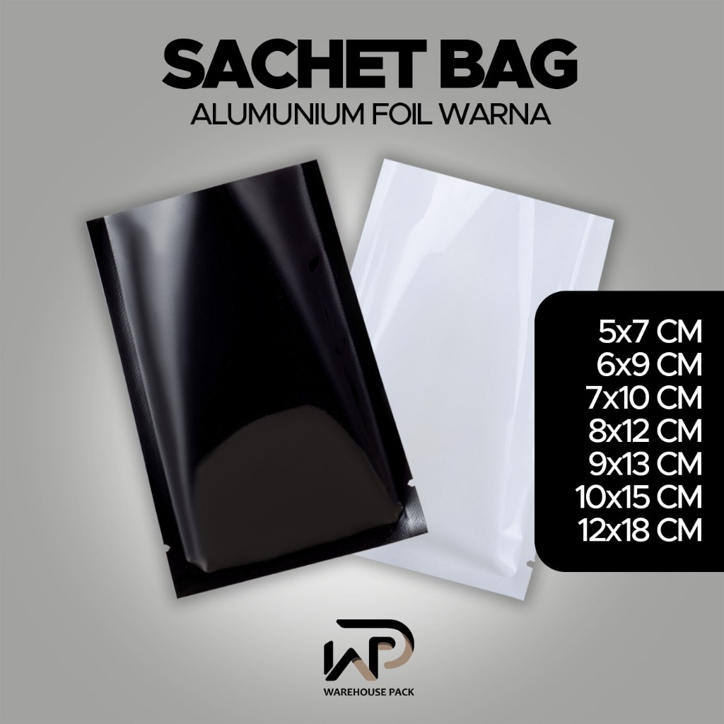 ( 1 Pcs ) Plastik Sachet Alumunium Foil Non Ziplock Hitam & Putih | Kemasan Sambal Bubuk Kopi Snack 