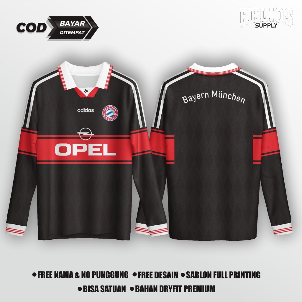 JERSEY BOLA BAYERN MUNCHEN RETRO GAYA CLASIC JERSEY LONG SLEVE - Helios Suply