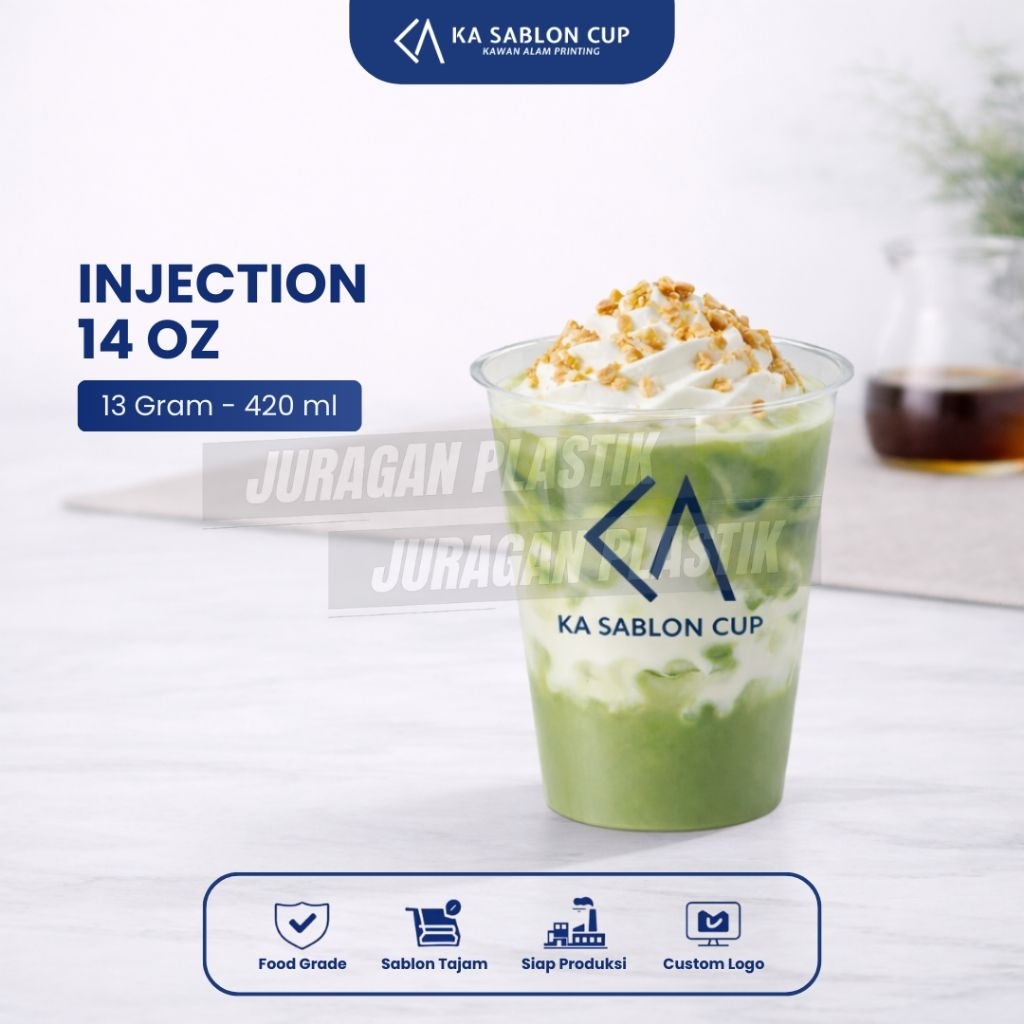 INJECTION CUP 14OZ  (Cup Plastik / Gelas Plastik) Bahan Tebal