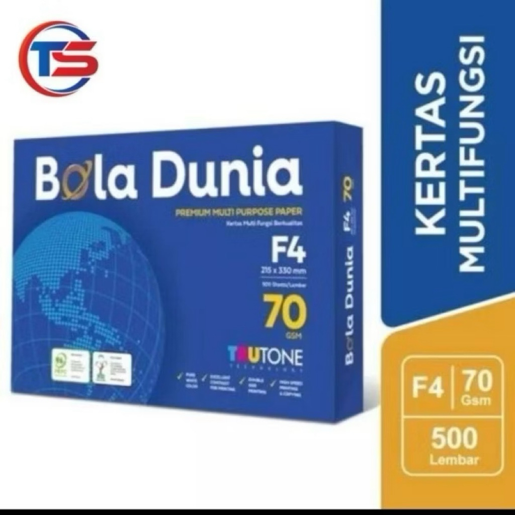 Kertas HVS F4 70 Gram Bola Dunia Kertas Folio 70 Gram 1 Rim