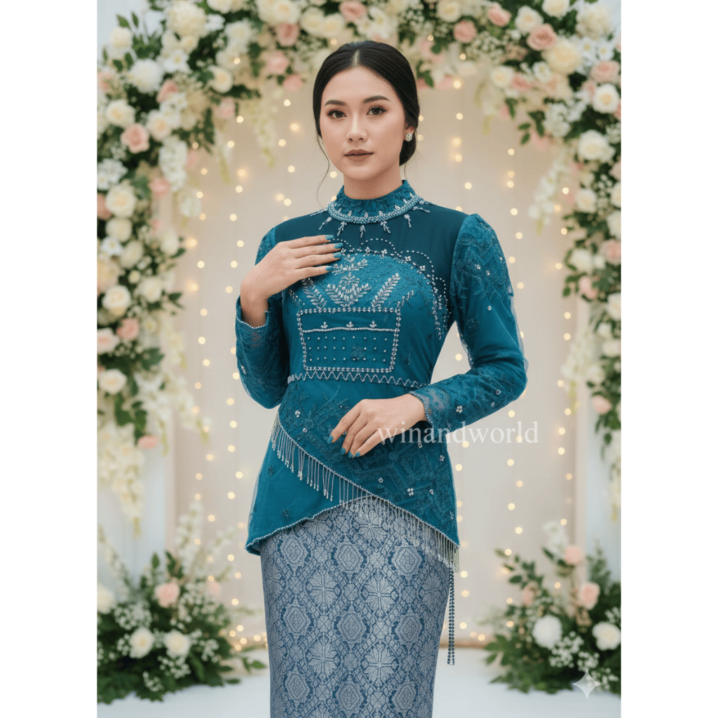 Setelan Kebaya Non Hijab Rumbai Payet Brukat Kebaya Wisuda Pesta Tunangan Kebaya Pesta Kondangan