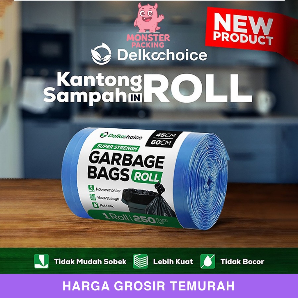 Kantong Plastik Sampah Roll Biru Trash Bag Jumbo Delkochoice 45x60cm