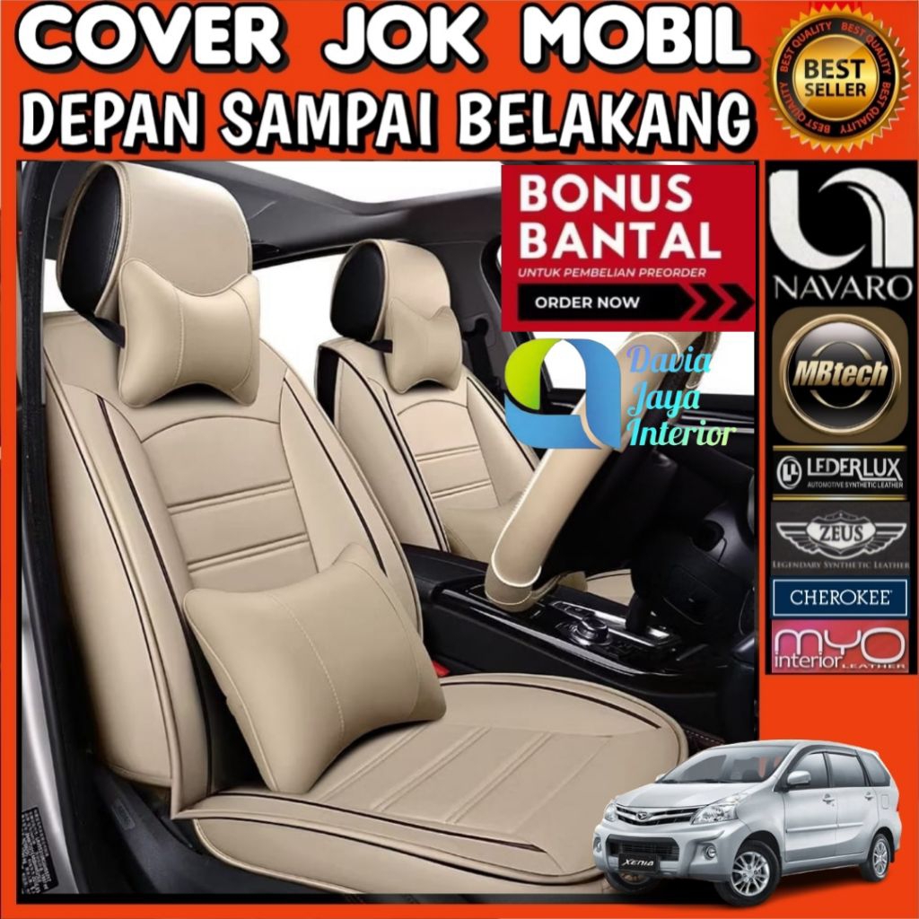 Mbtech sarung jok mobil xenia avanza 2012 - 2013 new full set gratis bantal leher 2 dan cover stir