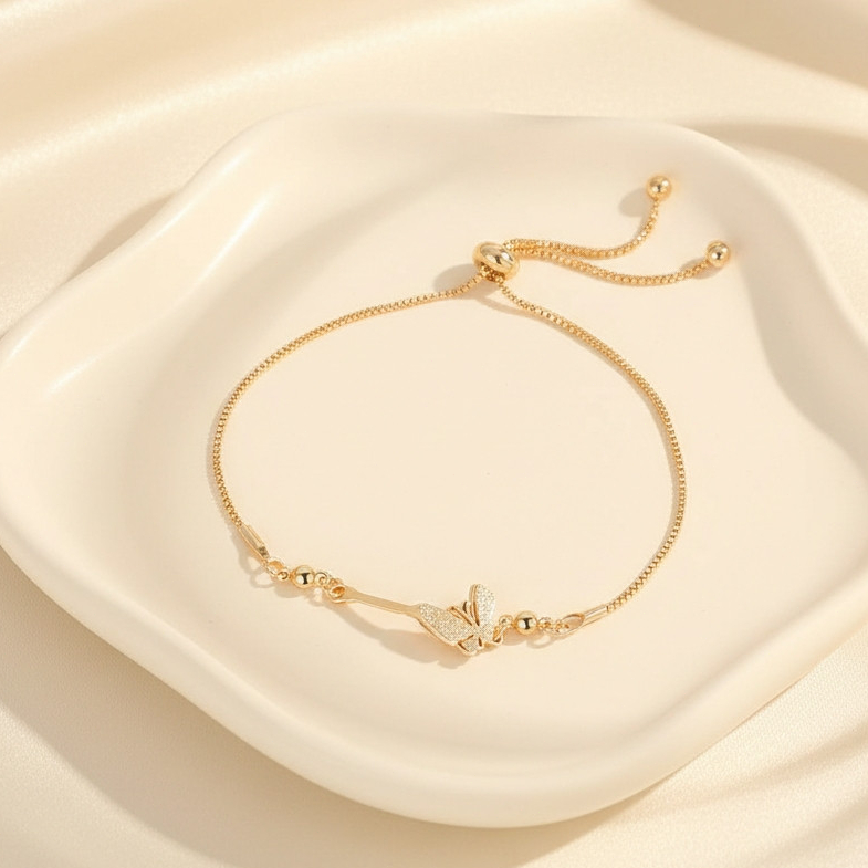 Lanme Jewelry Gelang Korea Kupu Ori Titanium Gelang Serut Wanita Anti Luntur Aksesoris  LM163