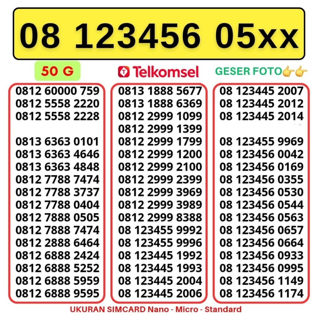 Nomor Cantik Telkomsel Panca Super 1234567 Kartu Perdana Telkomsel Tsel Red Telkomsel 5g Telkomsel 1