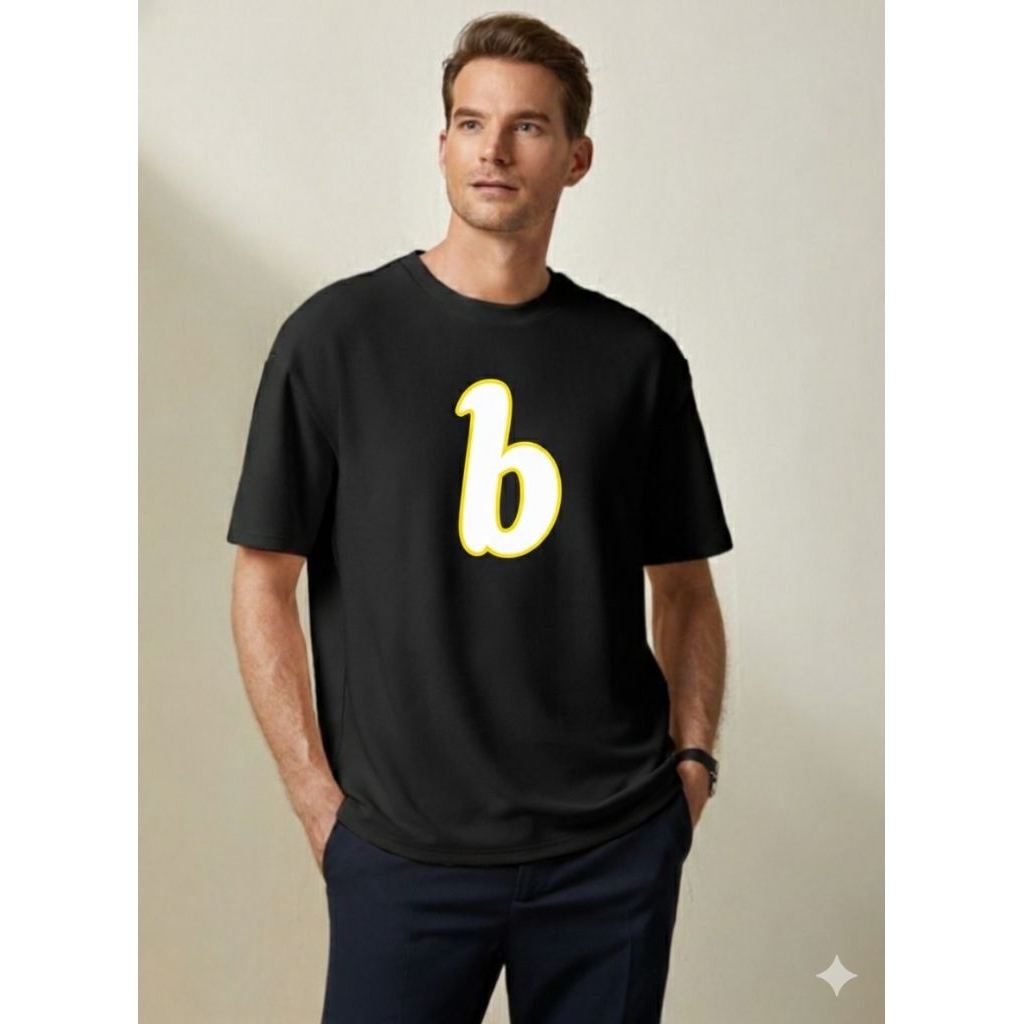 b kaos huruf b kaos distro b kaos premium b t-shirt kaos pria wanita lengan pendek unisex kaos gamba