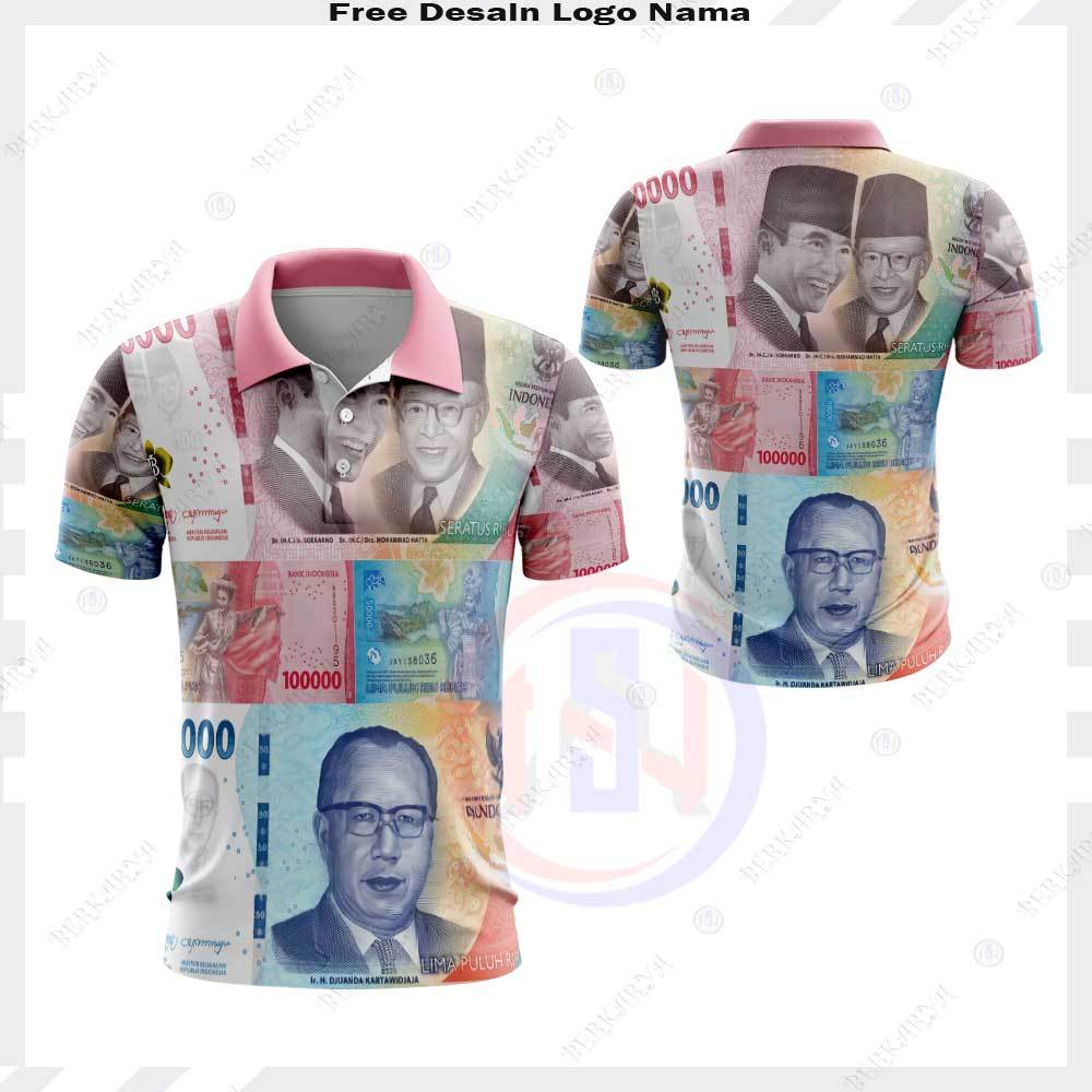 Baju Uang Seratus Lima Puluh Ribu Terbaru / Kaos Polo Gambar Uang 150 Ribu / Jersey Uang Fullprint