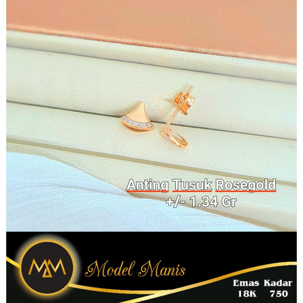 Anting Divas Italy AU Rosegold 750 kadar 18k