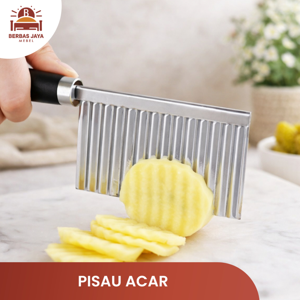 Pisau Acar Kentang Wortel Alat Potong Bergelombang Stainless Steel Timun Asinan Puding Kripik