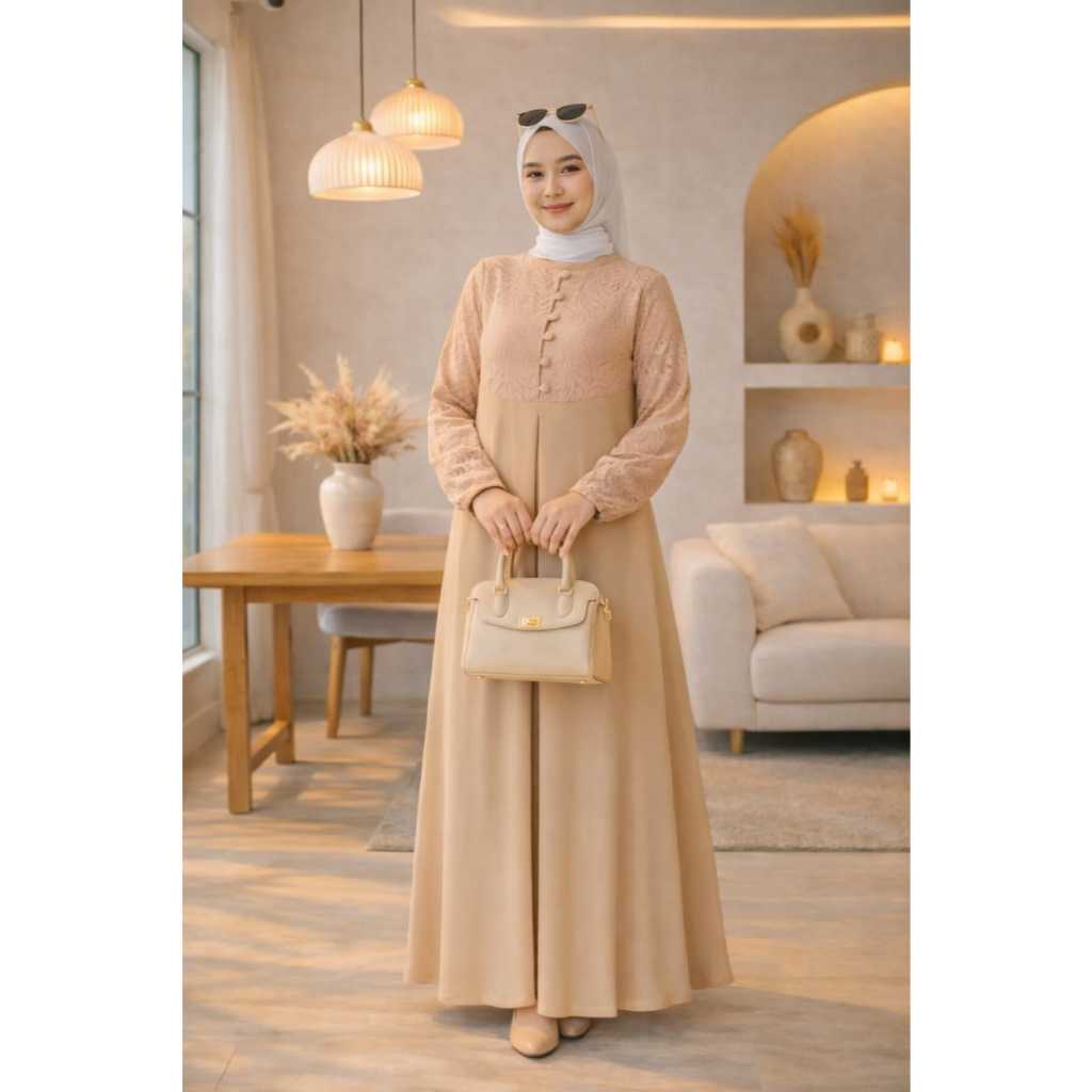 baru gamis brukat murah DRESS KANAYA Ori amelia fashion kondangan pesta lebaran mewah kekinian