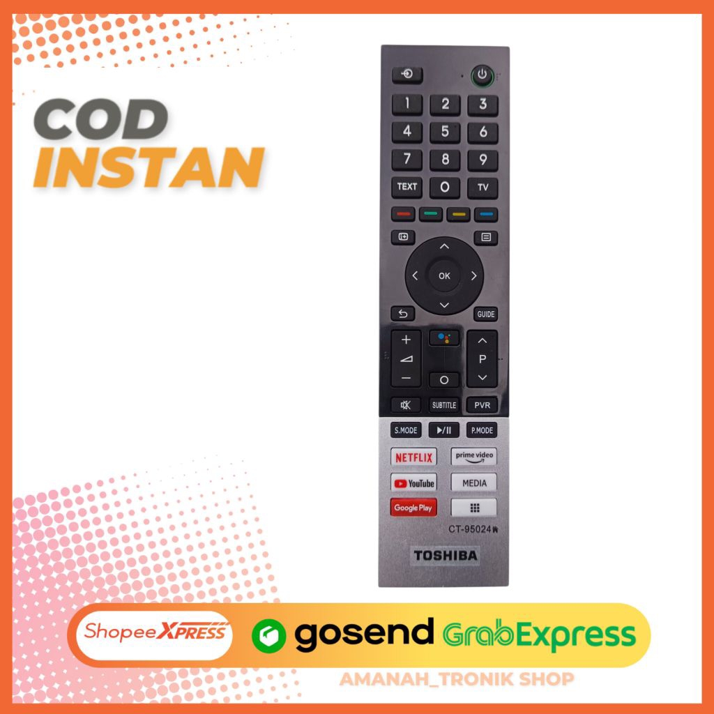 REMOTE TV TOSHIBA SMART ANDROID CT-95024 | Remote Smart TV Toshiba Siap Pakai