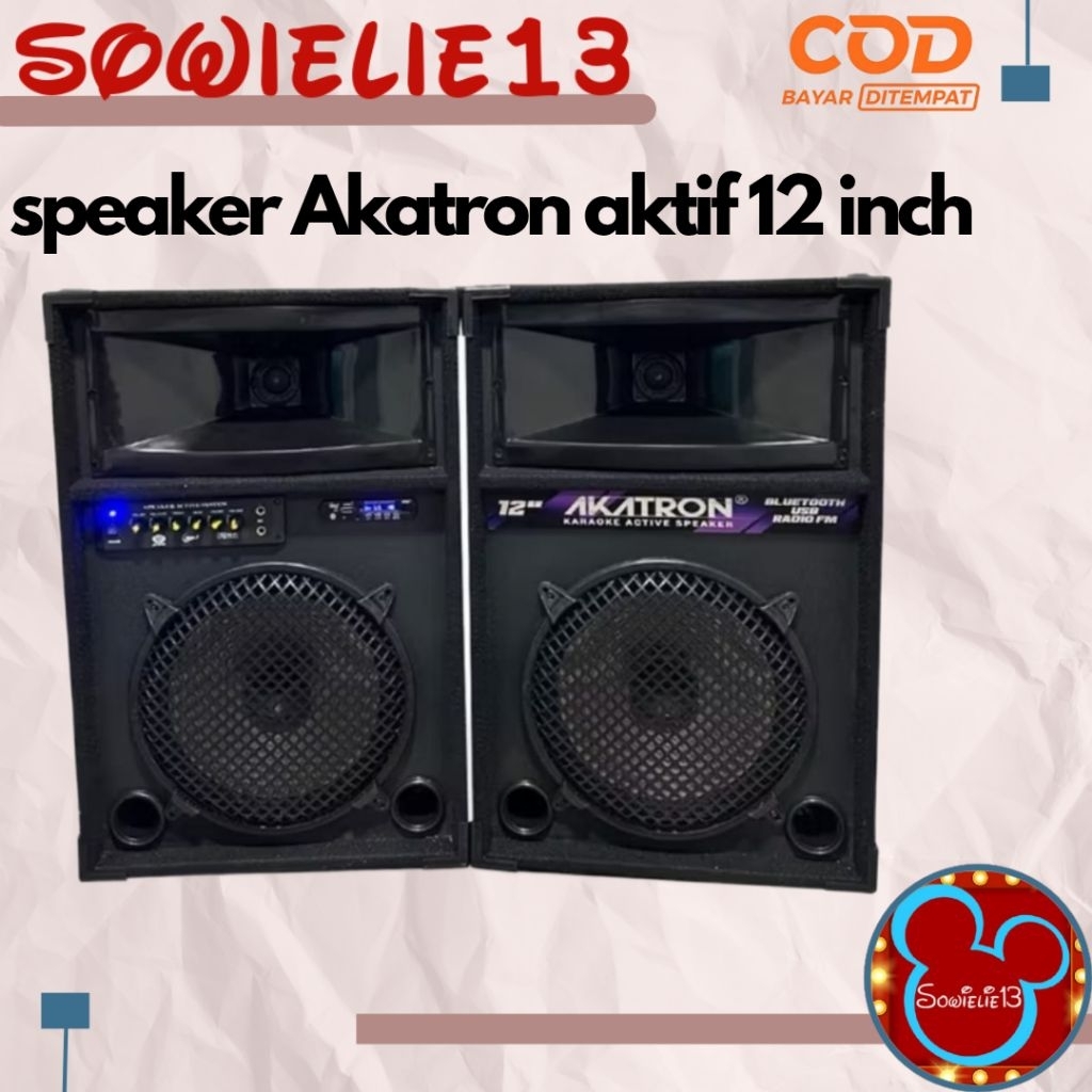 Speaker Aktif  Akatron 12INCH  Kiri Kanan Bluetotooth+remote  Bisa Karaoke Music Super BASS Subwoofe