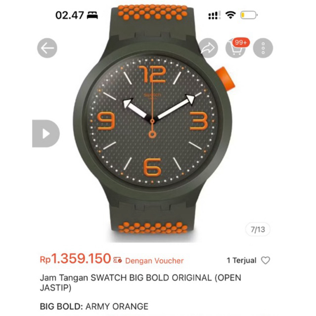 100% MULUS SWATCH ORIGINAL SWISS BIG BOLD WATCH JAM TANGAN UNISEX COWOK CEWEK LAKI PRIA BALI INSTANT