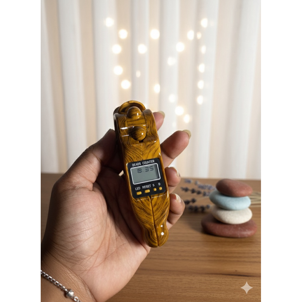 Tasbih Digital LCD LED Zikir Digital Ibadah Muslim Zikir Premium Pantronic Tasbih Digital Motif Kayu
