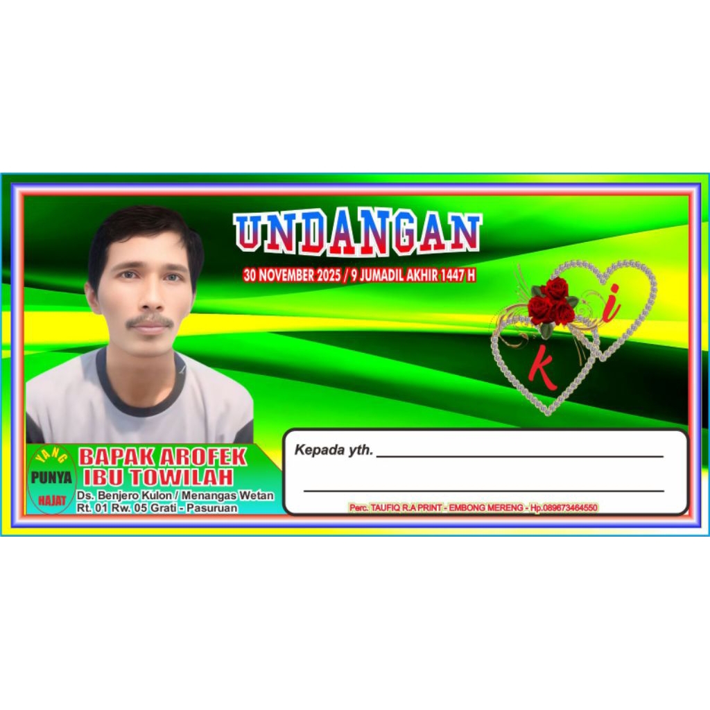 Undangan Teropan Cetak offset 500 Lembar Kertas Ivory