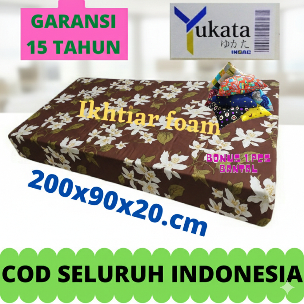 Kasur Busa Inoac Yukata 200x90x20 UKURAN SINGLE Kasur Inoac Yukata Garansi 15 Tahun Bonus Bantal