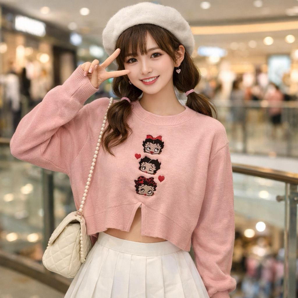 SWEATER BORDIR KARAKTER BETTY BOOP PREMIUM