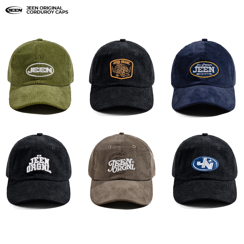 JEEN | Polo Caps Corduroy / Topi Bordir Dewasa Hitam Original