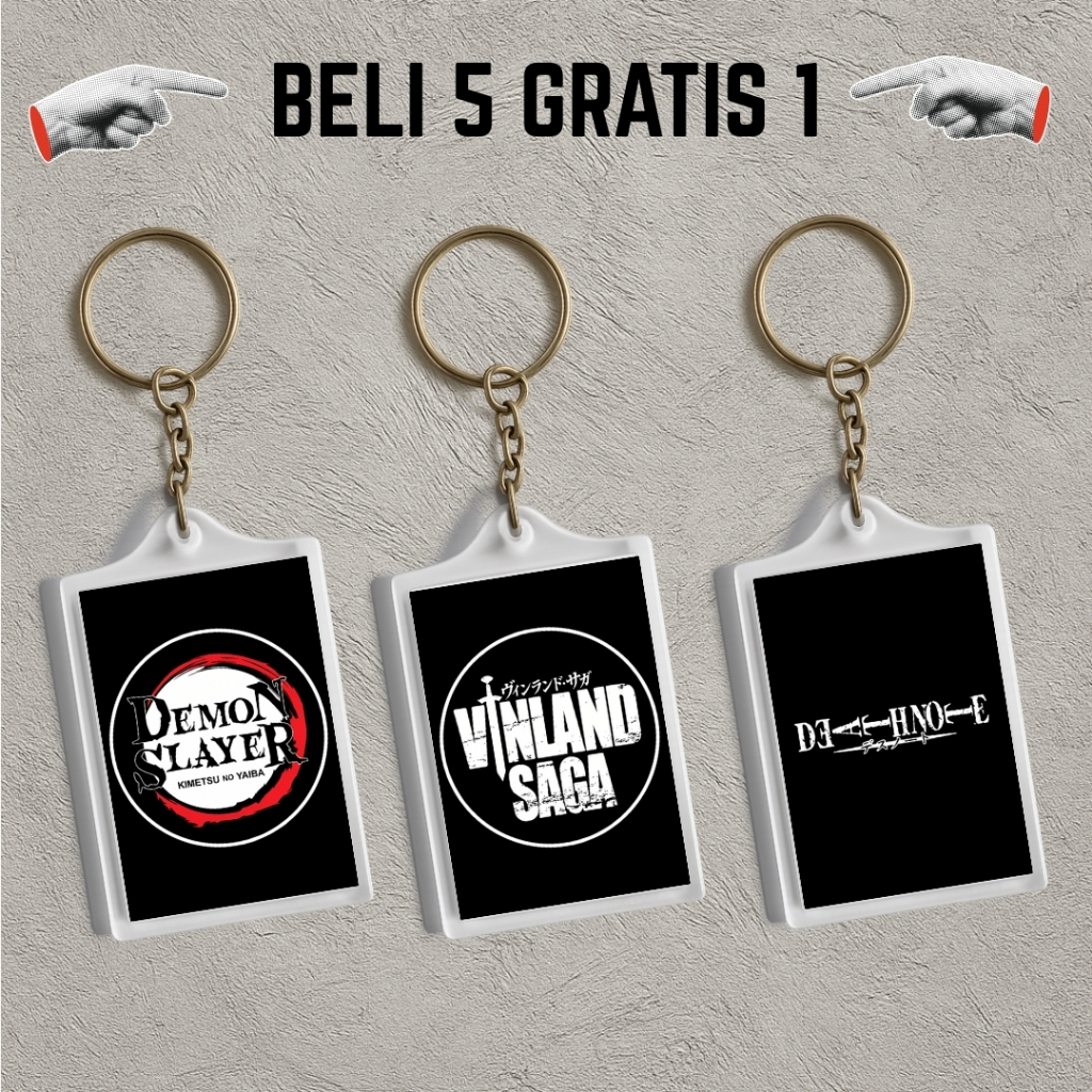 Beli 5 Gratis 1 Gantungan Kunci Logo Anime Demon Slayer Attack on Titan One punch ManUntuk Kunci Mot
