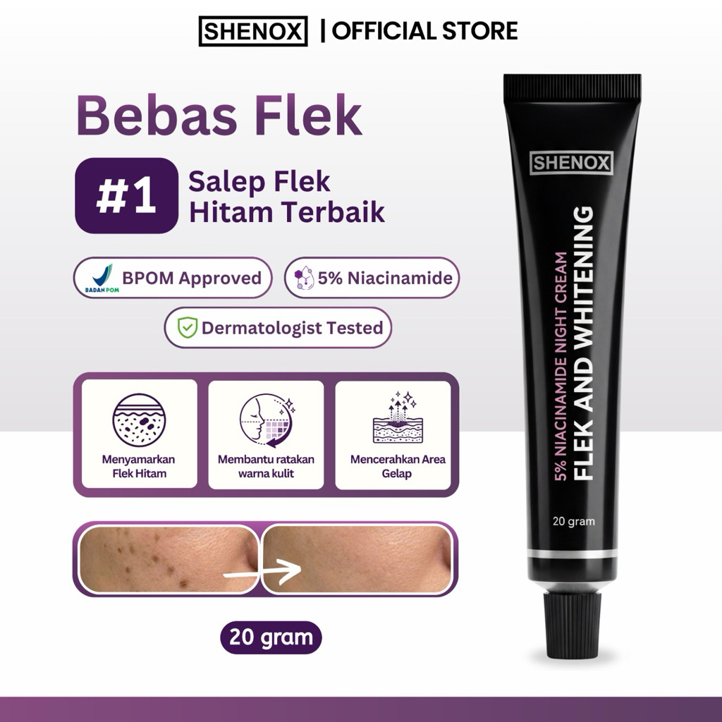 Shenox Skincare Salep Flek Night Whitening Resmi BPOM | Salep Malam Flek Hitam