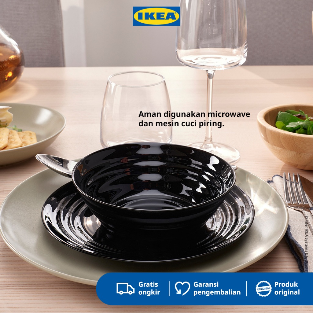 IKEA NATBARB Mangkuk Keramik Hitam 14cm