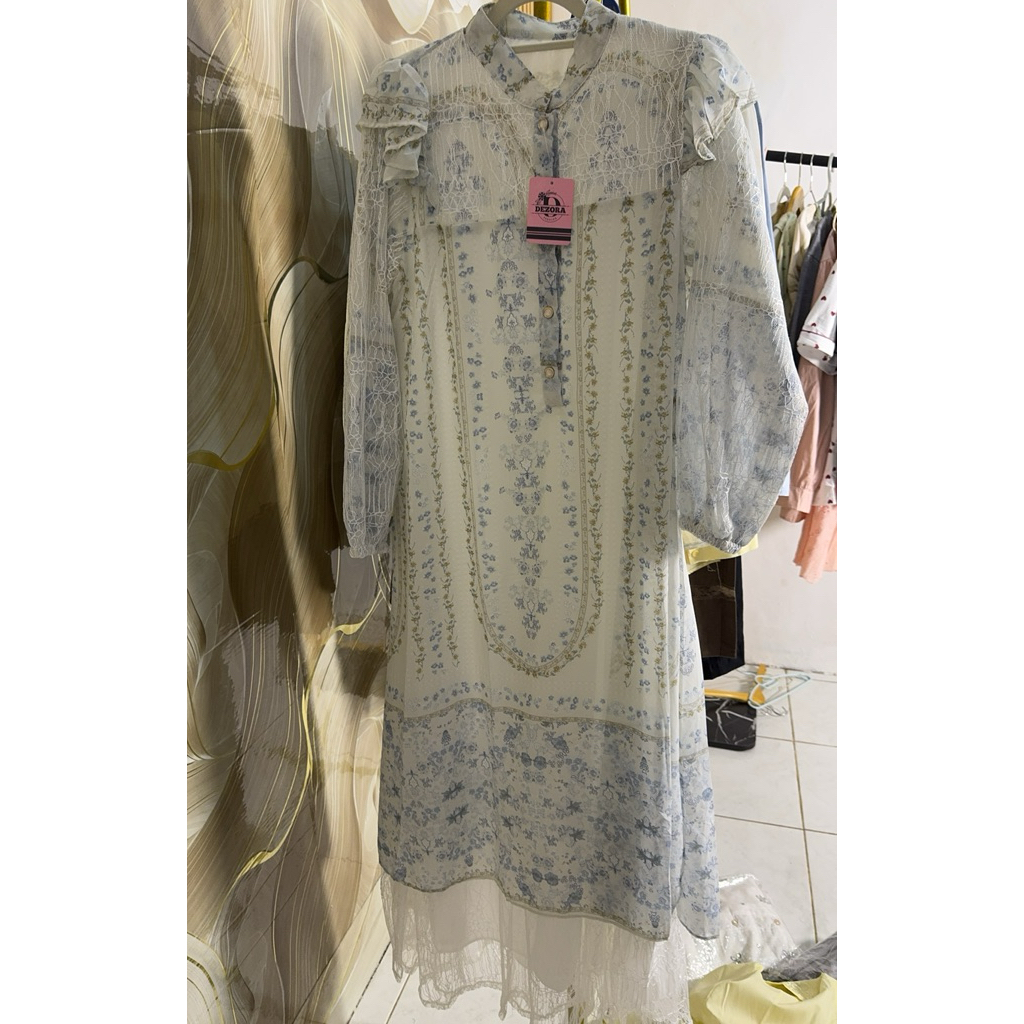 Gamis wanita Bahan ceruti, motif bunga-bunga