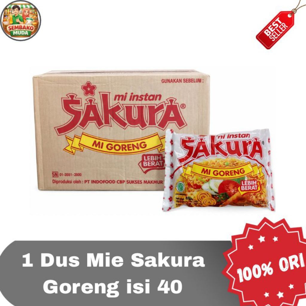 Mie Goreng Instan Sakura 1 Dus Isi 40 Pcs / Mie Sakura 1 Dus
