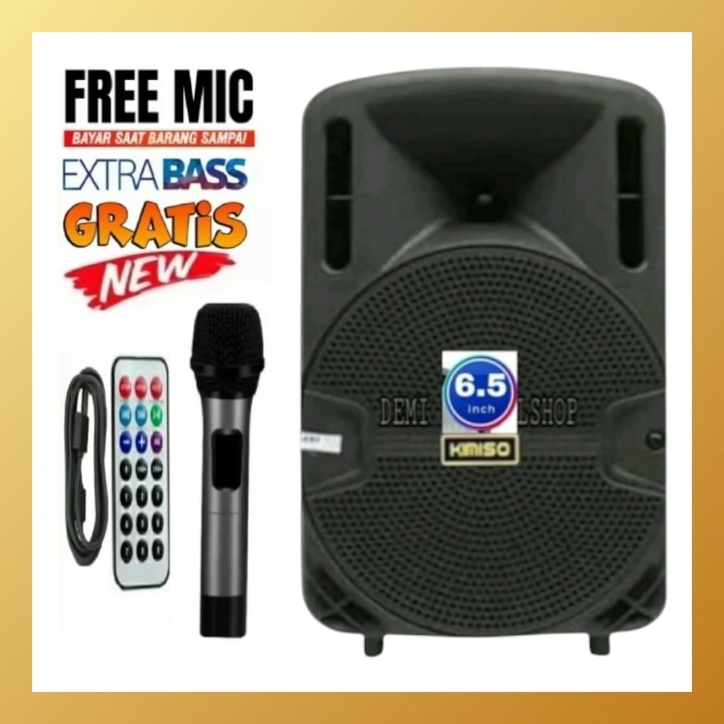SALON AKTIF FULL BASS MP3 UKURAN 6,5 INCH KIMISO 7801 FREE MIC + REMOT WIRELESS/SPEAKER BLUETOOTH KA