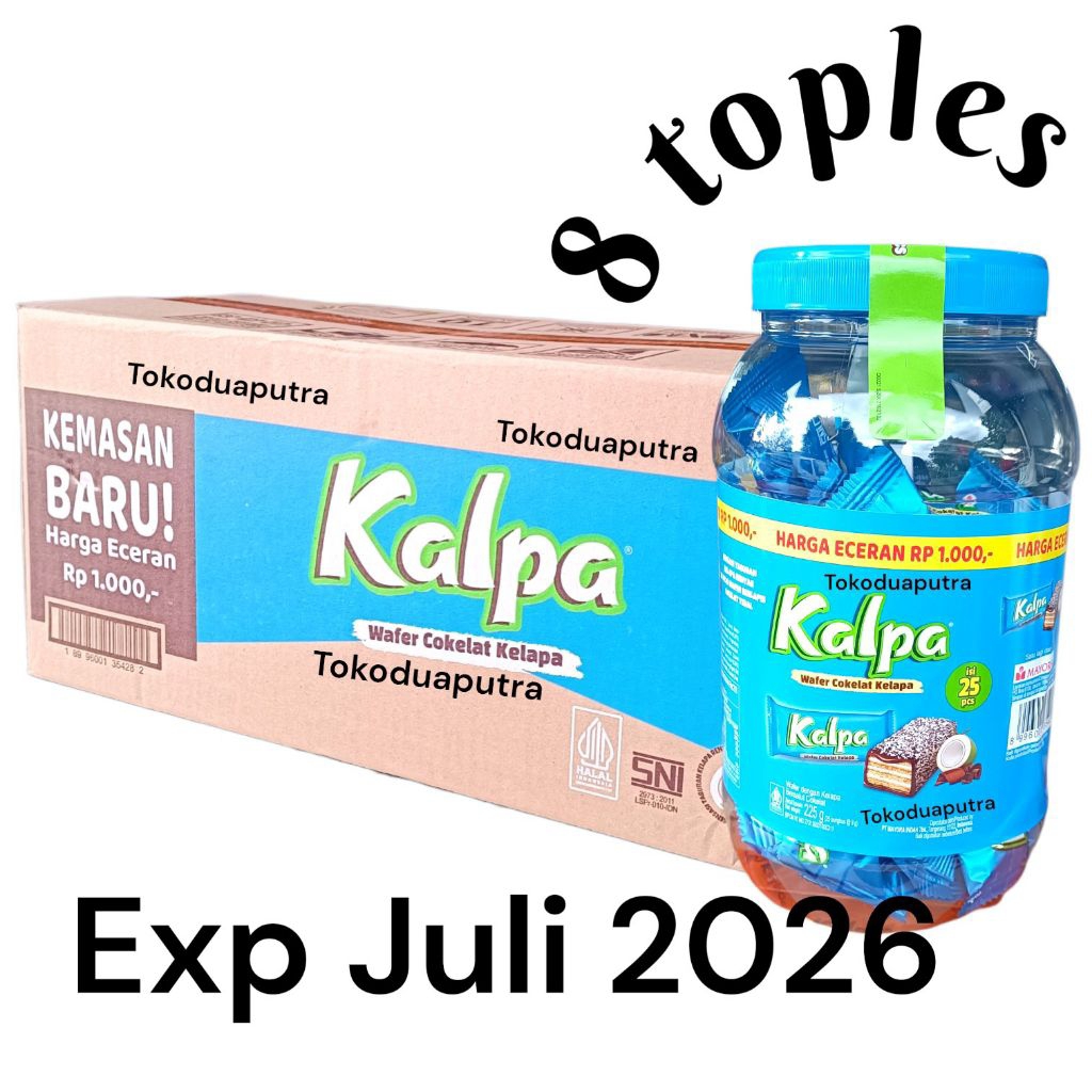 Kalpa Share It Toples Isi 8 Jar ( 1 Karton) / Kalpa wafer Coklat Kelapa Jar isi 25 pcs X 8 Toples ( 