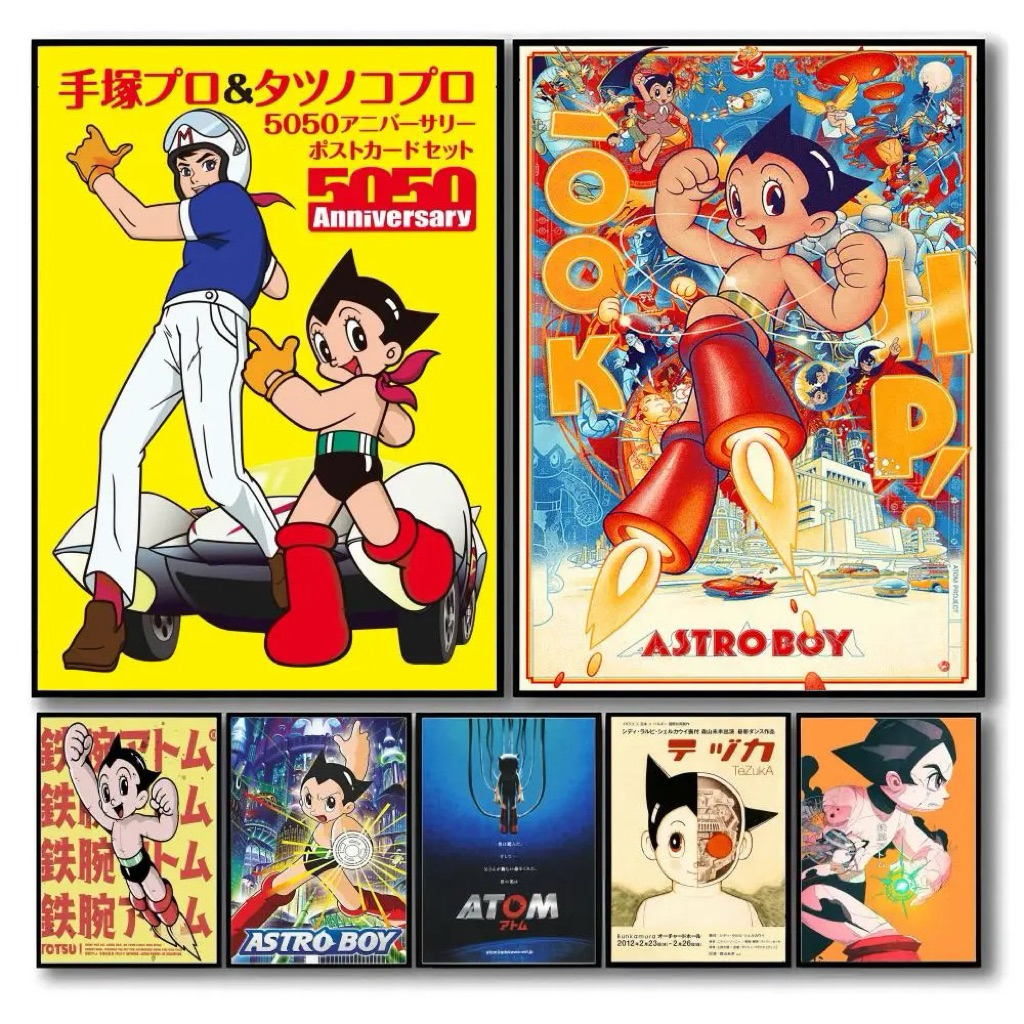 Jual Poster Astro Boy Comic Vintage Osamu Tezuka Japan Ver Ultra HD + Frame Block Home Art Decor