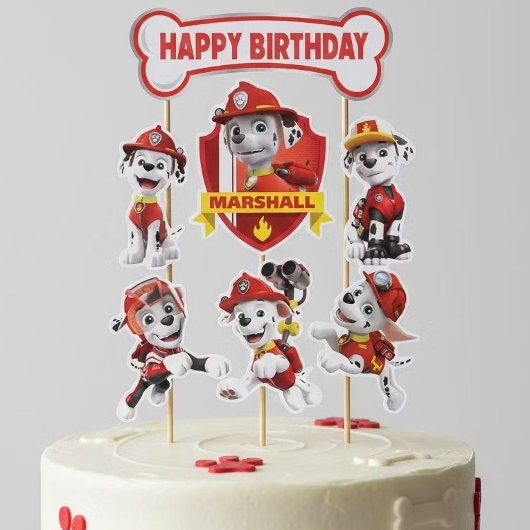HIASAN KUE CUSTOM TOPPER ULTAH MARSHALL PAW PATROL TOPPER CAKE ULANG TAHUN