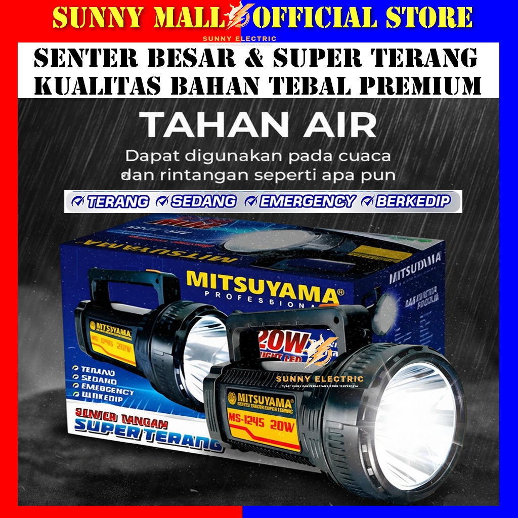 Senter Tangan Besar Jumbo 50 Watt Mitsuyama MS-1245 / Senter Super Terang Besar Mitsuyama / Senter M