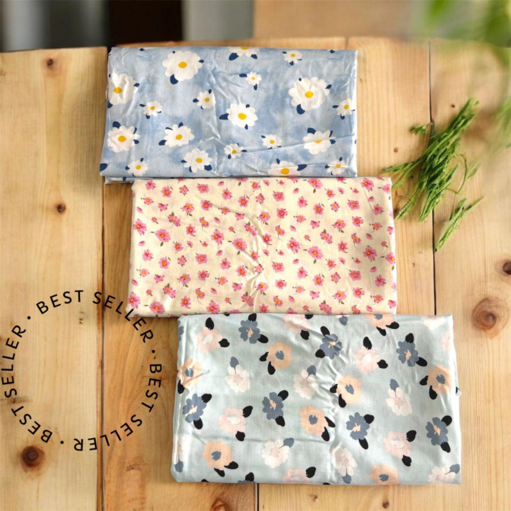 (harga 0,5m) kain katun rayon viskose premium motif bunga kecil/bahan kain rayon/rayon viskose/bahan