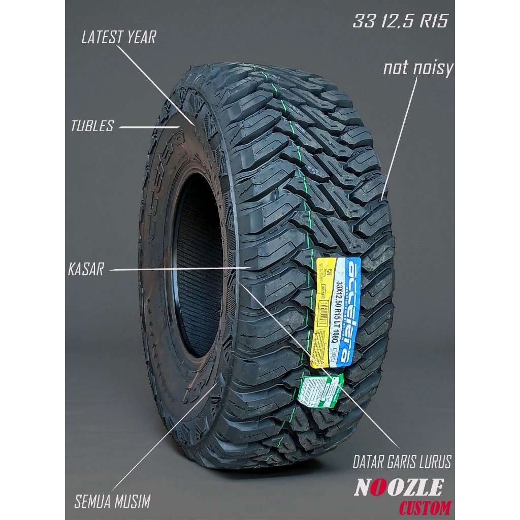 BAN MOBIL R15 UKURAN 33 RING 15 MEREK ACCELERA BAN LUAR TUBLES MT