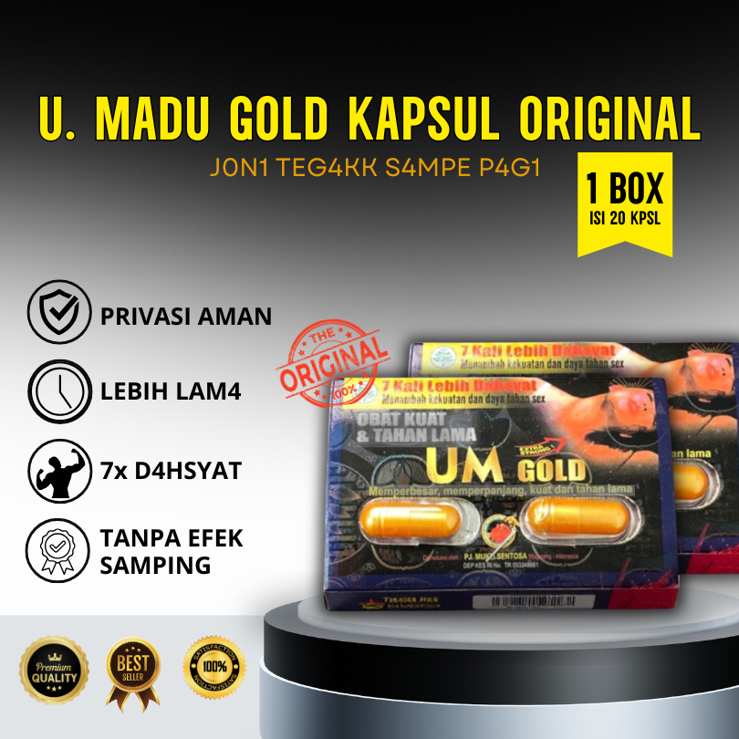 UM GOLD BLISTER ORIGINAL - UM GOLD KAPSUL ORIGINAL JAMU URAT MADU KEMASAN BOX ISI 10 PCS