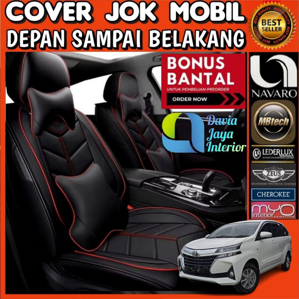 Mbtech sarung jok mobil avanza xenia veloz 2016 - 2020 fullset gratis bantal 2 pcs