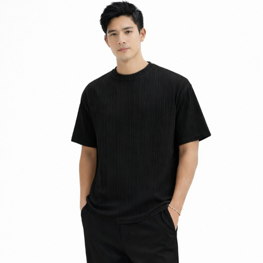 liso wear - Kaos Pria Waffle Knit Polos Kerah Bulat Lengan Pendek Casual